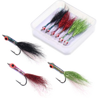 6pcs Luminous 3D Fish Eye Epoxy Minnow Fly Stainless Steel Hook Ice Dubbing Tail Saltwater Streamer Trout Bass Fishing Lures