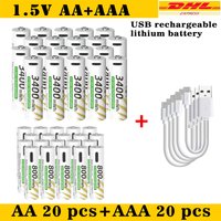 ✅New Li-ion AAA and AA Rechargeable Batteries USB Lithium-ion 3400mWh 1.5V AA Rechargeable Batteries+800mWh 1.5V AAA Battery