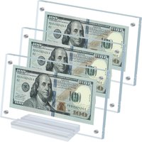 1/2pcs Dollar Bill Commemorative Coins Picture Frame Holder with Base Sturdy Clear Acrylic Display Home Desk Display Collection