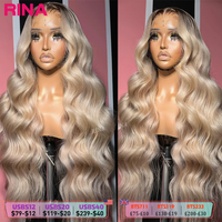 13x6 Ombre Blonde With Root Colored Lace Front Wigs For Women Human Hair Body Wave Ombre Ash Blonde Lace Frontal Wig image 4