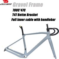 Rama rowerowa gravelowa z włókna węglowego, hamulce tarczowe, zestaw ram roweru szosowego 700 * 47C, cyclocross, w pełni ukryte przewody rowerowe.
