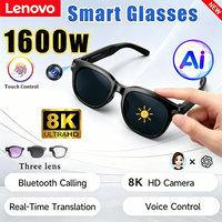 Lenovo 8K AI Smart Glasses 1600W Camera Record Bluetooth Sunglasses Calling Music Player Color Change AI Translation Glasses Men