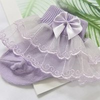Spring Autumn Baby Double Lace Ruffle Socks Princess Bows Cotton Breathable Socks Newborn Infant Toddler Kids Girls Socks