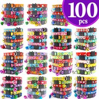 100Pcs Collar for Dogs Cat Necklace Training Choker Neck Personalized Cartoon Printed Dog Id Tag Accessories Anti-lost