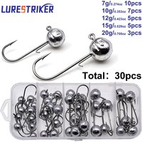 Lurestiker 30pcs/lot 7g/10g/12g/15g/20g Round jig head hooks fishing hooks ,crank bass bait , pike fishing tackle accessories