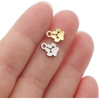 10pcs/Lot 7*8.6mm Cute Dog Paw Charms Mirror Polished Stainless Steel DIY Jewelry Necklace Bracelet Animal Accessories