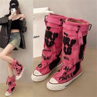 Brand New Chains High Heels Height Increasing Cowbo Camouflage Gothic Style Skidproof Platform Casual Sneakers Shoes Boots Women