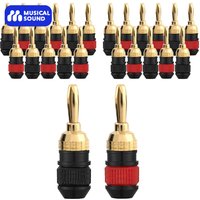 Musical Sound 24Pcs 24K Gold Plated Speaker Banana Plugs Amplifiers Audio Speaker Banana Connector for Hi-end Speaker Cable