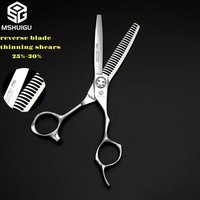 MSHUIGU 440C Edelstahl 6-Zoll Ausdünnungsschere mit umgekehrter Klinge, professionelles Friseurwerkzeug für Haarschnitte zu Hause und im Salon