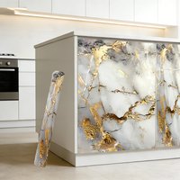 Waterproof Heat‑Resistant Luxury Golden Marble Wall Sticker Self‑Adhesive Anti‑Fouling Anti‑Scratch Easy Wipe Kitchen Cover