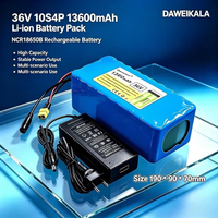 DAWEIKALA 36V 13600mAh 10S4P Lithium-Akku-Pack, mit EU-Standard-Ladegerät, optionalen XT60 / T DC-Anschlüssen, Überladeschutz, stabile Entladung für Elektrofahrräder und E-Scooter.