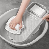 Hand Washboard Mini Washing Board 2 in 1 Portable Laundry Board with Soap Dish for Household Hand Washing Clothes Laundry Board