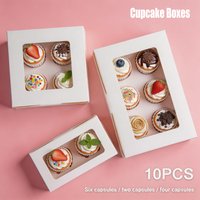 10Pcs Cake Boxes Bakery Boxes Muffin Pastry Boxes For Cake Pastries Chocolates Cupcakes Carrier Birthday Wedding Valentine's Day