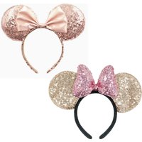 2pcs Mouse Ears Headband Women and Girls Princess Polka Dot Glitter Bow Ears Costume Accessories Hair Hoop Party Headwear