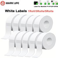 Marklife P15 White Label 1/3/5 Rollen weißer Aufkleber selbstklebende Aufkleber für Thermodrucker für Marklife P12 P11 D30 Q30 Print