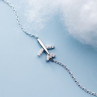 16+3cm 925 Sterling Silver Bracelet Aeroplane Dazzling Clear CZ Cute For Woman Girl Fashion Jewelry Gift Dropship Wholesale
