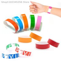 100pcs Party Paper Bracelet Synthetic Wristbands Sticky Wristband Painting Pattern Logo