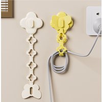 2pcs Single wall-mounted plastic cable organizer. Durable, space-saving, ideal for sorting household wires and power cords.