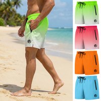 Mens Graphic Print Swim Trunks with Mesh Liner Zipper Pocket Summer Casual Quick Dry Board Shorts Beach Shorts Swimwear Swimsuit