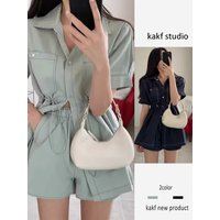 Fashionable High Waist Wide Leg Short Sleeve Set for Women Summer Style Two Piece Suit Casual Ageless Ensemble