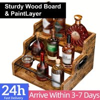 3-Tier Liquor Bottle Display Shelf Bar Organizer for The Home Bar Countertop Wine Rack with Handles Home Retro Bar Shelf Stand