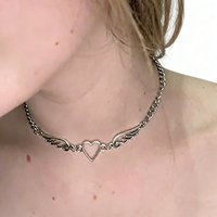 Hollow Heart Angel Wings Charm Necklace Gothic Choker Necklaces For Women Jewelry Accessories