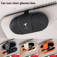 Car Suede Sunglasses Box Eyeglasses Storage Box Visor Glasses Clip For Tesla Model 3 Model Y Model S Model X Cybertruck Roadsrer