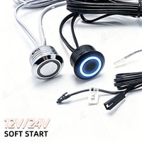 DC 12V 24V 5A LED Touch Dimmer Embedded Mount Cabinet Light Touch Switch Soft Start Dupont Cable Connector Silver/Black Shell