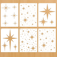 6PCS 5.9 x 7.9 in Star Stencils Set Reusable Painting Templates for DIY Wall Wood Fabric Canvas Cozy Decor