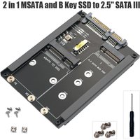 2 in 1 MSATA and B Key SSD to 2.5" SATA III with Frame Bracket Retain mSATA SSD 7mm Drive M.2 to SATA Ngff Enclosure Adapter