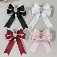 Sweet and girlish pearl lace bow hair clip, high-end feminine Lolita hair accessory, fashionable back headwear