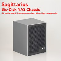 6-Bay NAS Case for Synology, Anodized Aluminum, Mini-ITX Compatible, Small 1U Power Supply