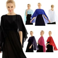 New Fashion Soft Wedding Capes Long Solid Color Chiffon Shrug Evening Cover Up Womens Ladies