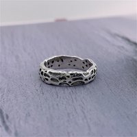 Retro Rielf Lunar Crater Pattern Ring For Men Jewelry Trendy Silver 925 Ring Male Index Finger Accessories