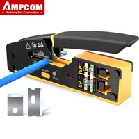 AMPCOM RJ45 Crimper Pass Through RJ45 Crimping Tool For CAT6 CAT5E Pass Thru Ethernet Modular Plugs 8P8C RJ11 Connectors