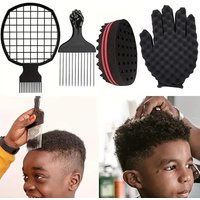 4Pcs Afro Hair Styling Tools Magic Twist Sponge Brush Metal Pick Comb Dreadlock Braid Curl Hair Accessories Set for Men Women
