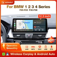 AINAVI Wireless CarPlay Android Auto für BMW 1 2 3 4 Serie F20 F21 F22 F23 F30 F31 F32 F33 F34 F35 F36 NBT 12,3 Zoll Multimedia-Player Infotainment Autoradio Auto-Audio Auto-Display Bluetooth