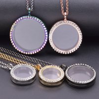 1Pc 25-40mm Openable Round Memorial Ashes Locket Pendant Necklaces Hip Hop Glass Floating Coin Holder Relicario Collares Jewelry