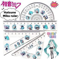 New Hatsune Miku cute cartoon student scale drawing measuring ruler creative animation peripheral practical fall-resistant ruler