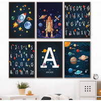 Planet Rocket Number Alphabet Nursery Wall Art Canvas Painting Nordic Poster And Print Wall Pictures Kids Room Decor