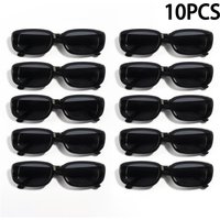 10PCS Vintage Black Square Sunglasses Woman Luxury Brand Small Rectangle Sun Glasses Female Gradient Clear Mirror Oculos De Sol