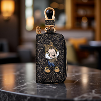 1pc Minnie Key Bag - Stylish Synthetic Key Holder with Golden-Tone Zipper, Compact Car Key Organizer & Home Decor Accessory