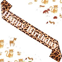 Leopard Cheetah Happy Birthday Sash Leopard Birthday Party Favor Cheetah Bday Party Decorations Safari Animal Print Supplies