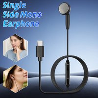 3.5mm/Type-c Single Wired Earbud With Volume Adjustment Wire Headphone HiFi Stereo Music Mono Ear Bud Single Side Wired Earphone