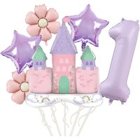 40inch Light Purple Number Balloon Princess Castle Balloon Daisy Flower Balloon for Castle Princess Theme Birthday Party Decoration