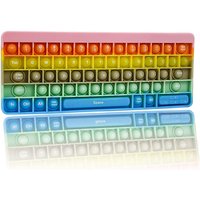 Rainbow Silicone Keyboard Push Bubble Fidget Sensory Toys Kids Chidlren ADHD Anxiety Stress Reliever ADD Autism