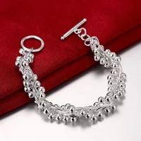 925 Sterling Silver Bracelets Solid beads heavy Chain for Women Wedding high quality Fashion Jewelry party Gifts Lady 20cm