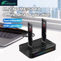 Dual Bays M.2 SSD Docking Station Type C USB 3.1 10Gbps M.2 NVME SATA NGFF Dual Protocol SSD Enclosure OFFline Disk Duplicator