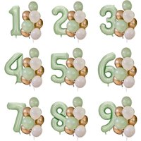 12pcs 32inch Olive Green Number 0-9 Balloon Helium Foil Digital Balloon For Kids Adult Birthday Anniversary Wedding Decoration