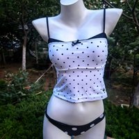 Bikini Swimming Suit Polka Dot Hanging Neck Sponge Pad Letter Hair Band Head Flower Glowny Casual Surfing Swimwear for Women